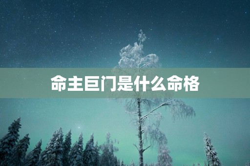 命主巨门是什么命格