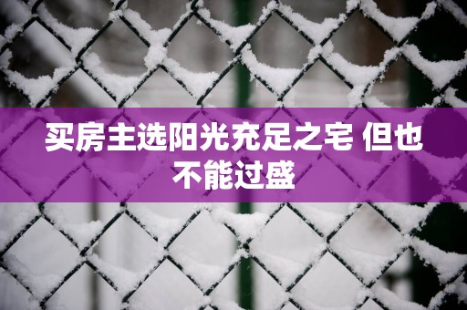买房主选阳光充足之宅 但也不能过盛