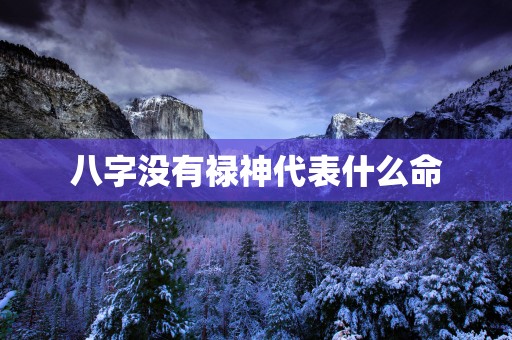八字没有禄神代表什么命