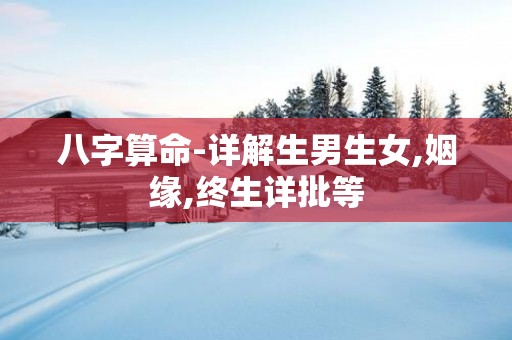 八字算命-详解生男生女,姻缘,终生详批等