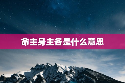命主身主各是什么意思