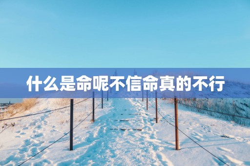什么是命呢不信命真的不行