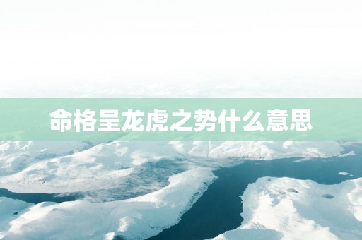 命格呈龙虎之势什么意思