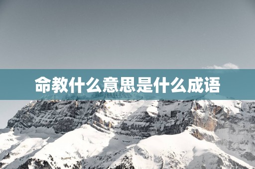 命教什么意思是什么成语