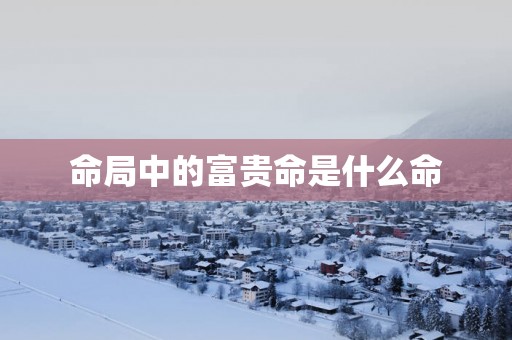 命局中的富贵命是什么命