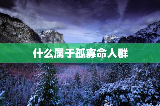 什么属于孤寡命人群