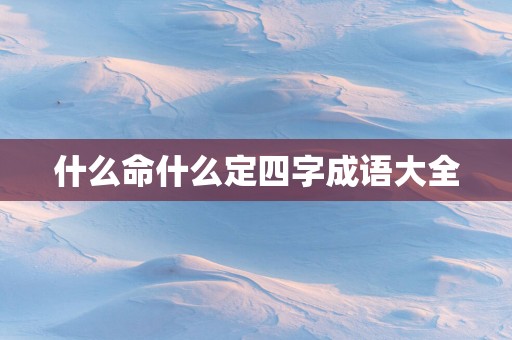什么命什么定四字成语大全