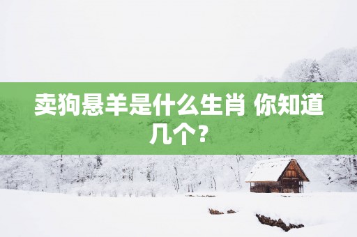 卖狗悬羊是什么生肖 你知道几个？