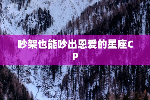 吵架也能吵出恩爱的星座CP
