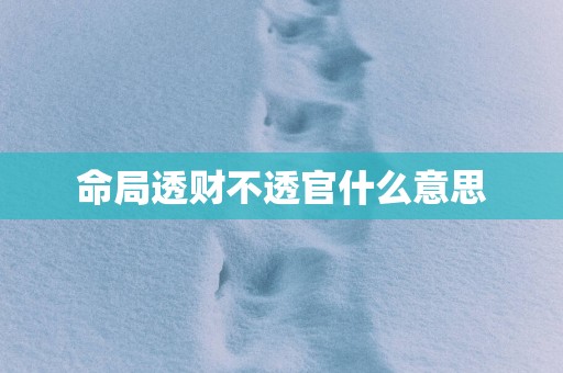 命局透财不透官什么意思