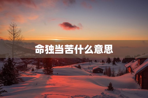 命独当苦什么意思