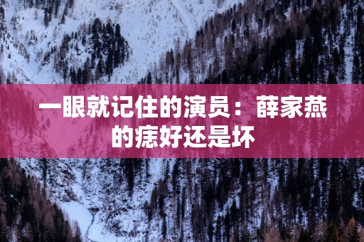 一眼就记住的演员：薛家燕的痣好还是坏