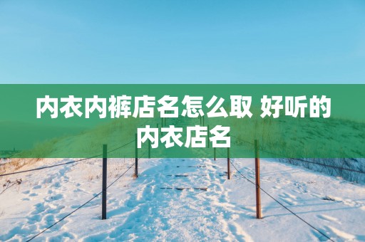 内衣内裤店名怎么取 好听的内衣店名