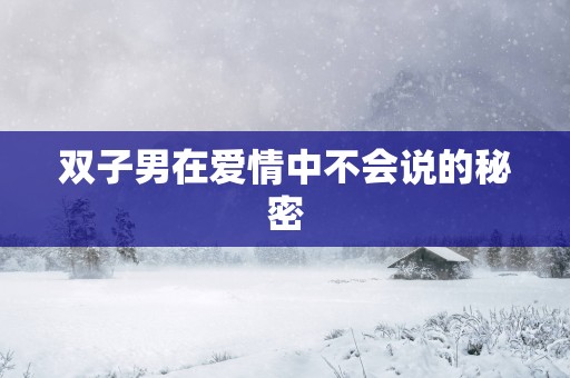 双子男在爱情中不会说的秘密