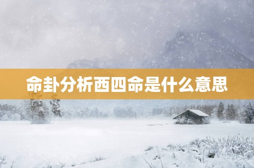 命卦分析西四命是什么意思