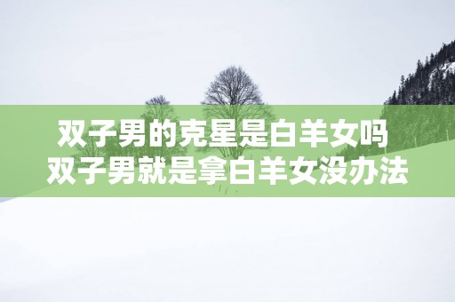 双子男的克星是白羊女吗 双子男就是拿白羊女没办法