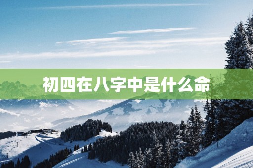 初四在八字中是什么命