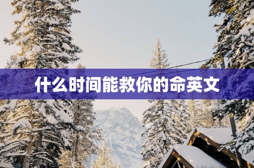 什么时间能救你的命英文