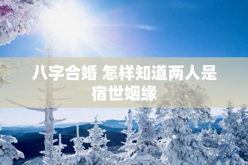 八字合婚 怎样知道两人是宿世姻缘