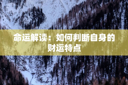 命运解读：如何判断自身的财运特点