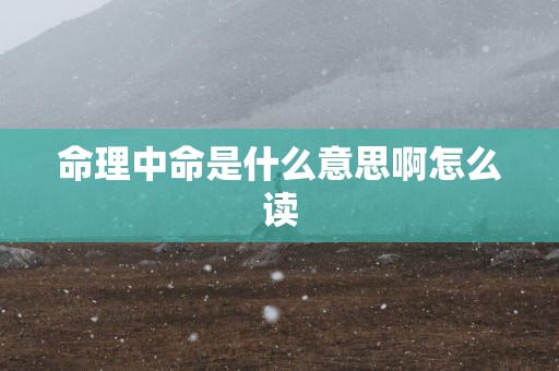 命理中命是什么意思啊怎么读