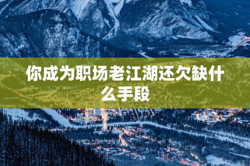 你成为职场老江湖还欠缺什么手段