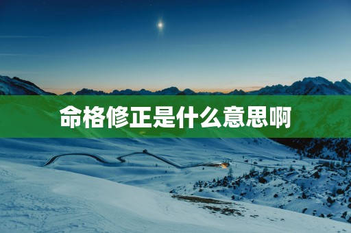 命格修正是什么意思啊