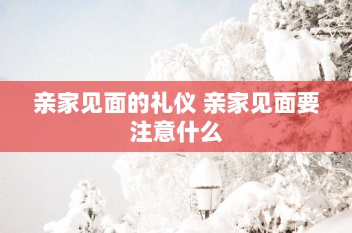 亲家见面的礼仪 亲家见面要注意什么
