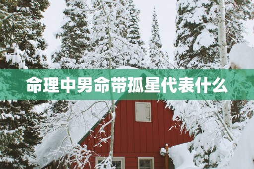 命理中男命带孤星代表什么