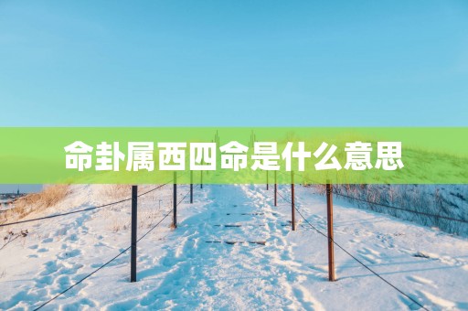 命卦属西四命是什么意思 命卦属西四命是什么意思