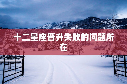 十二星座晋升失败的问题所在