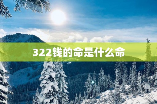 322钱的命是什么命