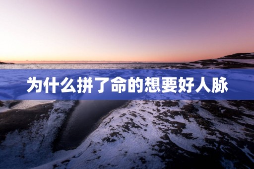 为什么拼了命的想要好人脉