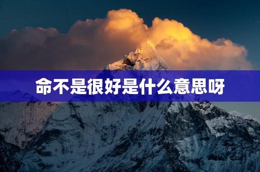 命不是很好是什么意思呀