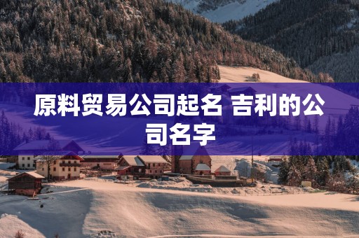 原料贸易公司起名 吉利的公司名字