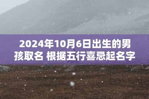 2026年10月6日出生的男孩取名 根据五行喜忌起名字