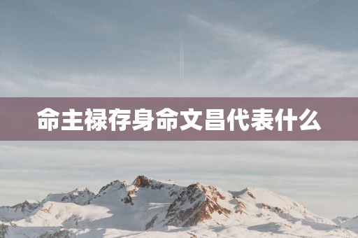 命主禄存身命文昌代表什么