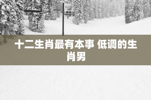 十二生肖最有本事 低调的生肖男
