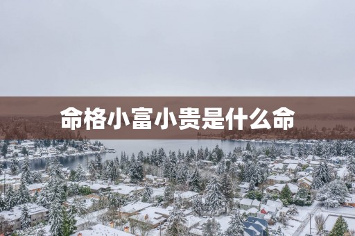命格小富小贵是什么命