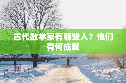 古代数学家有哪些人？他们有何成就