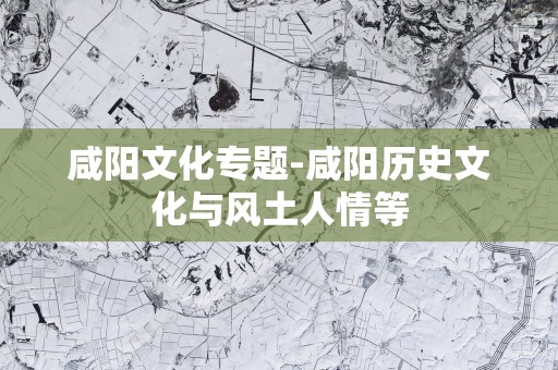咸阳文化专题-咸阳历史文化与风土人情等