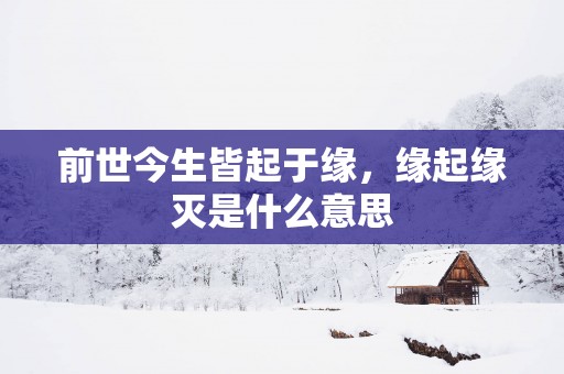 前世今生皆起于缘，缘起缘灭是什么意思