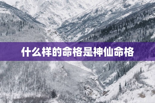 什么样的命格是神仙命格