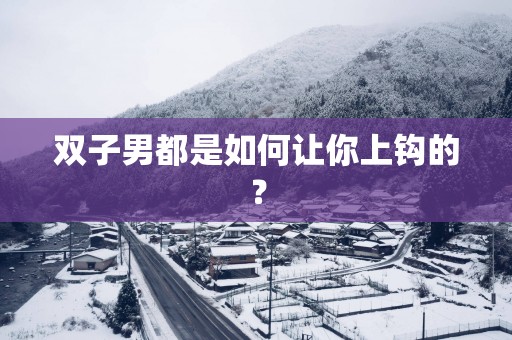 双子男都是如何让你上钩的？