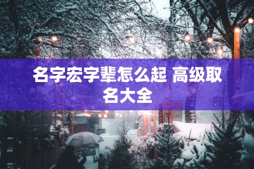名字宏字辈怎么起 高级取名大全