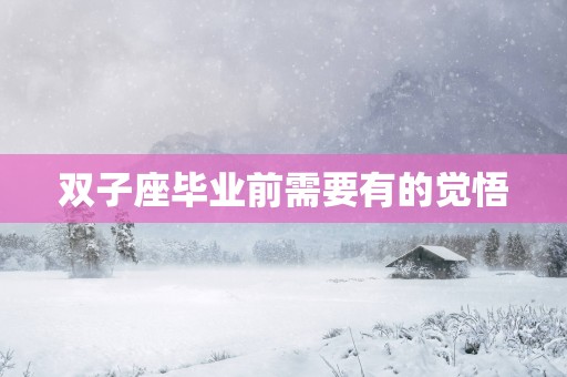 双子座毕业前需要有的觉悟
