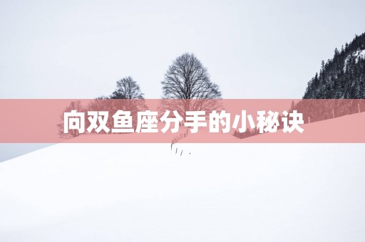 向双鱼座分手的小秘诀