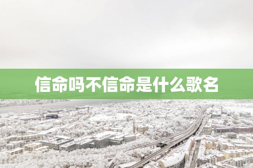 信命吗不信命是什么歌名
