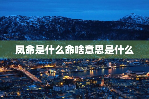 凤命是什么命啥意思是什么