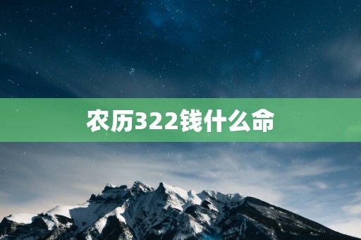 农历322钱什么命